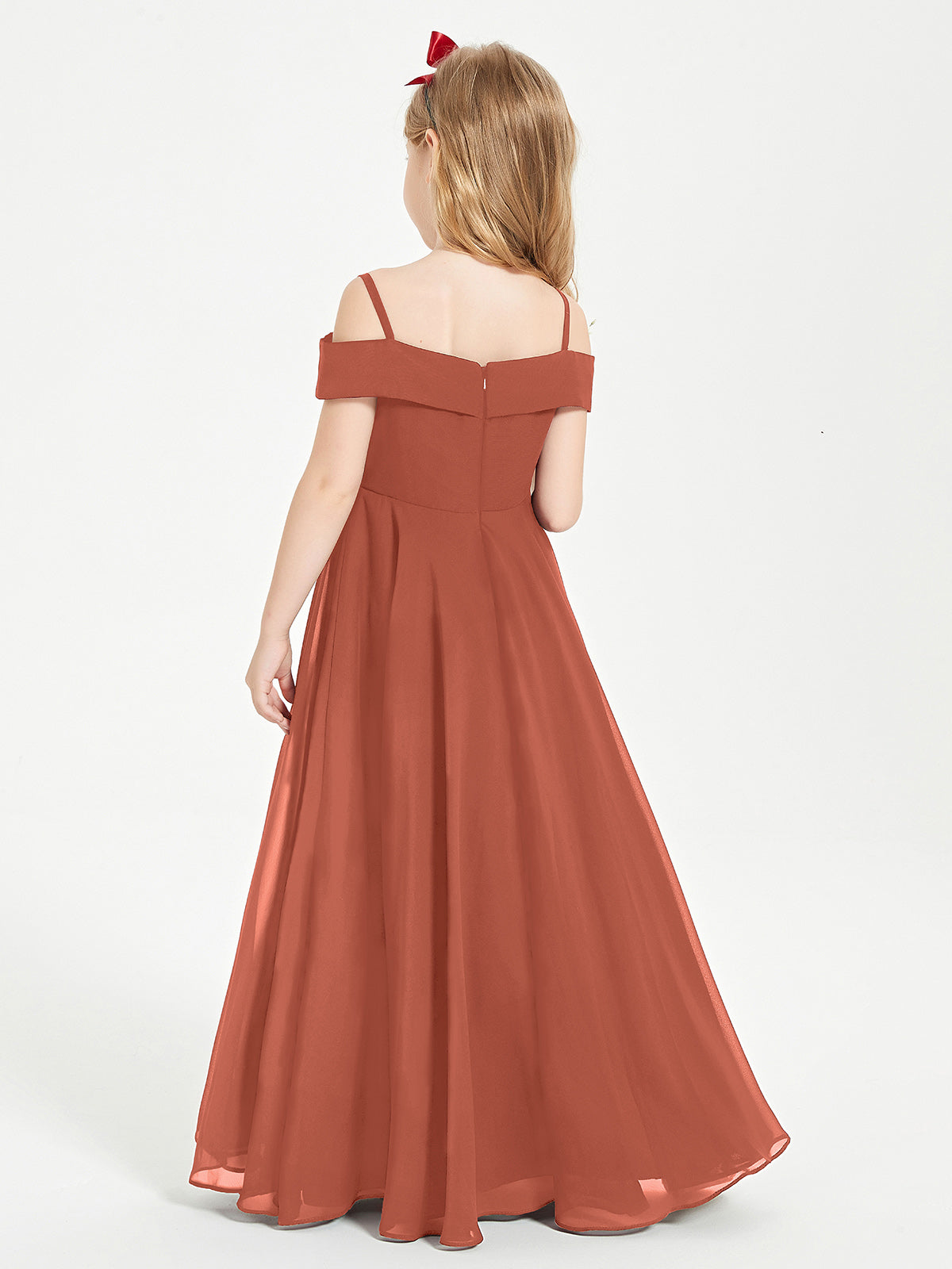 Off-the-Shoulder Dresses for Stylish Junior Bridesmaids Rust
